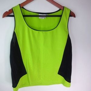 Lillys L Green Black Mesh Athletic Tank Top